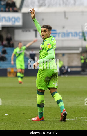 London, Großbritannien. 02 Mär, 2019. Max Aarons von Norwich City in Aktion während der efl Sky Bet Championship Match zwischen Millwall und Norwich City an der Höhle, London, England am 2. März 2019. Foto von Ken Funken. Nur die redaktionelle Nutzung, eine Lizenz für die gewerbliche Nutzung erforderlich. Keine Verwendung in Wetten, Spiele oder einer einzelnen Verein/Liga/player Publikationen. Credit: UK Sport Pics Ltd/Alamy leben Nachrichten Stockfoto