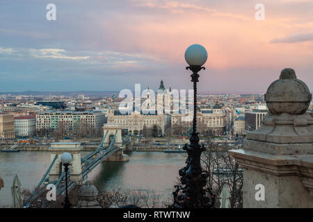 Sonnenuntergang in Budapest, Ungarn. Stockfoto