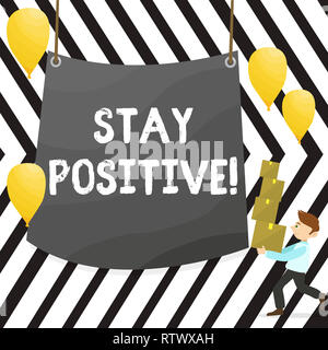 Schreiben Hinweis angezeigt bleiben positiv. Business foto Präsentation optimistisch motiviert gute Haltung hoffnungsvoll inspirieren. Stockfoto