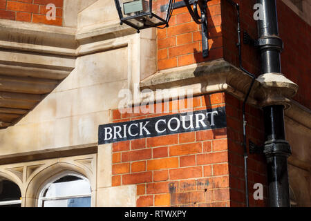 Inns of Court: Brick Court, einer führenden Gruppe von kommerziellen Rechtsstreit Rechtsanwälte Kammern in Middle Temple Lane, 7-8 Essex St, Tempel, London WC 2 Stockfoto