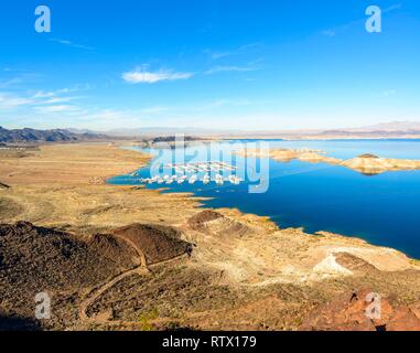 Lake Mead Lakeview übersehen, Blick über den See und den Lake Mead Marina, in der Nähe der Hoover Dam, Boulder City, früher Junction City Stockfoto