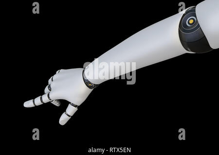 Roboter Hand, Zeigefinger, isoliert Stockfoto