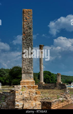 Ruinen der Römischen Villa in der Bucht Verige in Brijuni (Brioni) National Park, Region Istrien, Kroatien bekannt Stockfoto