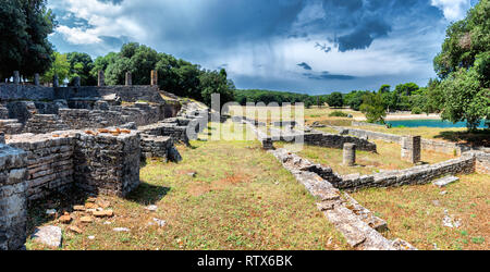 Ruinen der Römischen Villa in der Bucht Verige in Brijuni (Brioni) National Park, Region Istrien, Kroatien bekannt Stockfoto