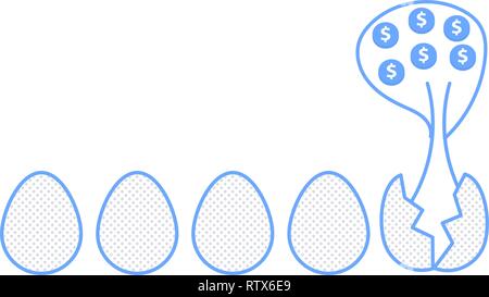 Prinzipdarstellung mit Eiern wächst Baum mit Münzen, symbolisiert die Entwicklung des Vector Illustration Stock Vektor