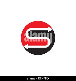 Buchstabe s zwei Pfeile im Kreis Stock Vektor