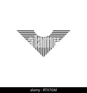 Abstrakte Buchstaben v Streifen Flügel logo Stock Vektor