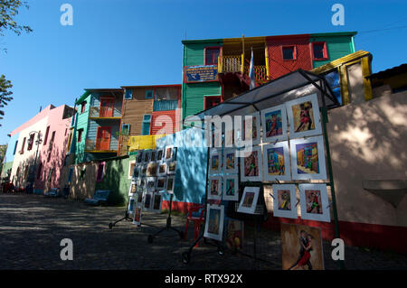 Häuser von El Caminito, artsy Stadtteil von Buenos Aires, Argentinien Stockfoto