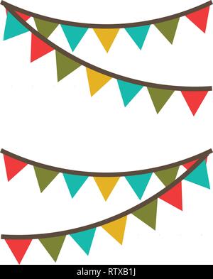 Karneval Girlande mit Fahnen. Dekorative bunte party Wimpel für Geburtstagsfeier Stock Vektor
