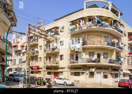 TEL AVIV, Israel - 04 Mai, 2013: Szene von Florentin Nachbarschaft, mit Häuser und Balkone. Im südlichen Teil von Tel Aviv, Israel Stockfoto