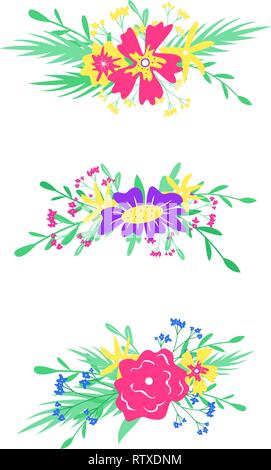 Florale Vektor handgezeichneten Elementen. Flache isolierte Elemente für Design. Stock Vektor