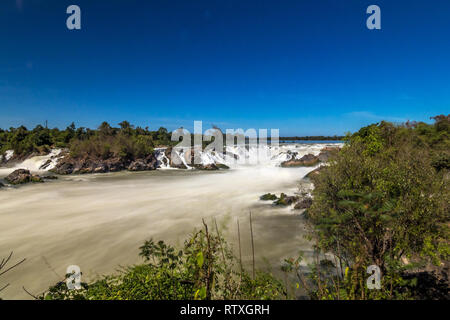 Khone Phapheng fällt auf dem Mekong River im Süden von Laos. Stockfoto