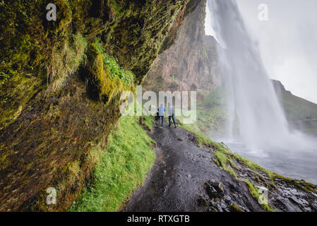 Berühmten Wasserfall Seljalandsfoss in der südlichen Region von Island Stockfoto