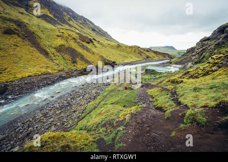 Abgebrochene Seljvavellir pool im Südosten von Island Stockfoto