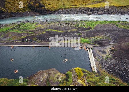 Abgebrochene Seljvavellir pool im Südosten von Island Stockfoto