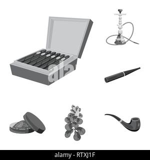 Zigarre, Hookah, Schnupftabak, Blätter, Rohr, Box, Shisha, Mundstück, Lieferung, Blatt, Retro-, Filter-, Schaden-, Behälter-, Anlagen-, Classic, Verpackung, Kapazität, Genuss, schädlich, Risiko, Papier, Glas, Zubehör, Pulver, Natur, Detektiv, Karton, Gesundheit, Nikotin, Rauchen, Statistiken, verweigern, Stop, anti, Gewohnheit, Zigaretten, Tabak, Set, Vector, Icon, Illustration, isoliert, Sammlung, Design, Element-, Grafik-, Zeichen-, Mono-, Vektor, Vektoren, grau Stock Vektor
