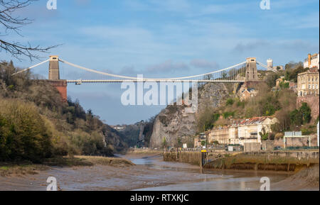 Blick auf die Clifton Suspension Bridge und Clifton Bereich von Bristol, Vereinigtes Königreich Stockfoto