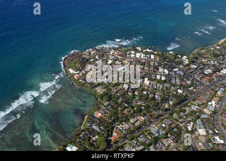 Luftaufnahme von Diamond Head Nachbarschaft, Honolulu, Oahu, Hawaii, USA Stockfoto