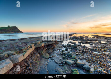 Schönen Sonnenuntergang über Kimmeridge Bucht an der Küste von Dorset Stockfoto