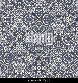 Blau abstrakte Muster in das Mosaik. Quadratische Reste im orientalischen Stil. Vector Illustration. Ideal für den Druck auf Stoff oder Papier. Stock Vektor