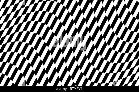 Schwarz-weiß Design. Muster mit optischen Täuschung. Abstrakten geometrischen 3D-Hintergrund. Vector Illustration. Stock Vektor