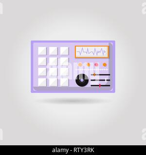 Einfache flache DJ-Plattenspieler Abbildung, Graustufen auf weißem Hintergrund. Dj equimpent Vector Illustration Stock Vektor