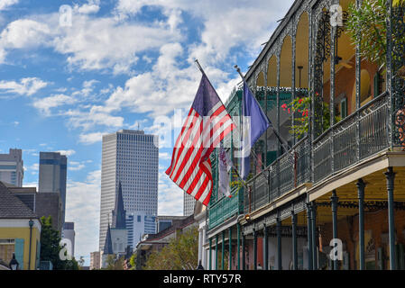 New Orleans ist Wissen (unter anderem) für seine Architektur mit mehreren Einflüssen in diesem Bild illustriert Stockfoto