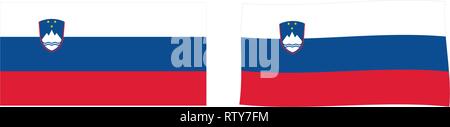 Republik Slowenien Flagge. Einfache und leicht winken Version. Stock Vektor