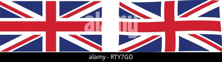 Vereinigtes Königreich von Großbritannien und Nordirland (Union Jack) Flagge. Einfache und leicht winken Version. Stock Vektor