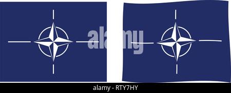 NATO (North Atlantic Treaty Organization) Flagge. Einfache und leicht winken Version. Stock Vektor