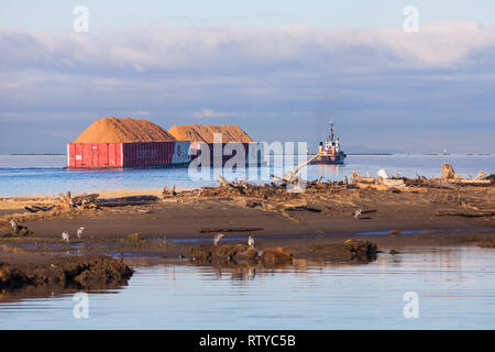 Schlepper, der Verkehr auf der südlichen Arm des Fraser River in der Nähe von steveston British Columbia Stockfoto