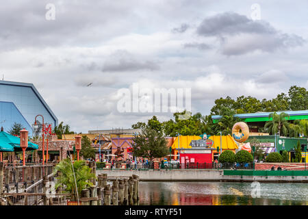 ORLANDO, Florida, USA - Dezember, 2018: Fisherman's Wharf in San Francisco Zone, Universal Studios Theme Park. Stockfoto