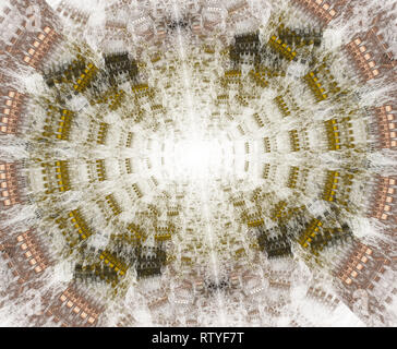 Glühende Stargate mit Teilchen im Raum. Abstrakt fractal Hintergrund. Eine große Datei mit vielen Details Wenn in voller Größe gesehen Stockfoto