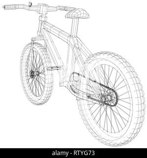 Sport. Isolierte Fahrrad, Vektor Drahtmodell- Konzept. Erstellt Abbildung der 3d. Die Schichten des sichtbaren und unsichtbaren Linien getrennt sind Stock Vektor