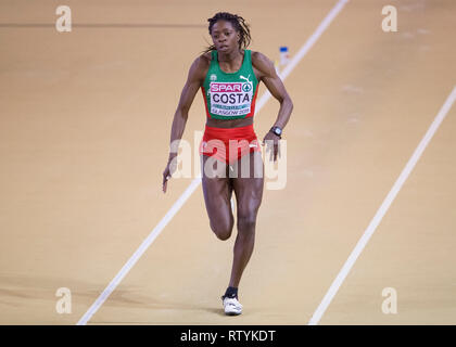 Glasgow, Schottland, Großbritannien. 3. März, 2019. Costa Susana von POR beim Dreisprung der Frauen an Tag 3 der Europäischen Indoor Leichtathletik WM im Emirates Stadion in Glasgow, Schottland. (Foto von Scottish Borders, Medien/Alamy Live News) nur die redaktionelle Nutzung, eine Lizenz für die gewerbliche Nutzung erforderlich. Keine Verwendung in Wetten. Credit: Scottish Borders, Medien/Alamy leben Nachrichten Stockfoto