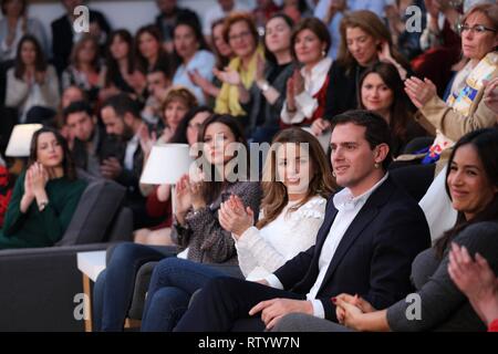 Madrid, Spanien. 03 Mär, 2019. Der Präsident der Bürgerinnen und Bürger (Cs), Albert Rivera gesehen sprechen über die Zehn Gebote. Credit: CORDON Cordon Drücken Sie die Taste/Alamy leben Nachrichten Stockfoto