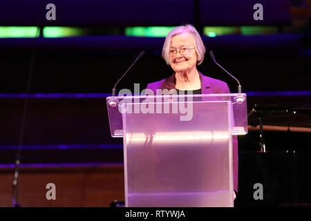 London, UK, 3. Mär 2019. Lautsprecher Lady Hale, Präsident des Obersten Gerichts der Vereinigten Königreich. März 4 Frauen ist die Pflege der internationalen jährlichen Monat Aktionsprogramm für die Gleichstellung der Geschlechter. In diesem Jahr London Veranstaltung ist an der zentralen Halle statt, anstatt als Outdoor Rallye und bietet Vorträge, Diskussionen und musikalische Darbietungen von prominenten Unterstützer. Credit: Imageplotter/Alamy leben Nachrichten Stockfoto