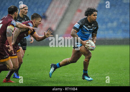 Huddersfield, Großbritannien, 3 3 2019. 03. März 2019. John Smiths Stadion, Huddersfield, England; Rugby League Betfred Super League, Huddersfield Riesen vs Rumpf FC; Rumpf FCÕs Albert Kelly in Aktion. Dean Williams Stockfoto