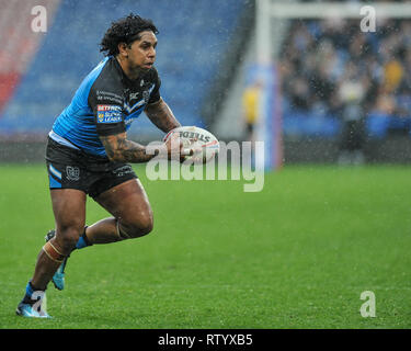 Huddersfield, Großbritannien, 3 3 2019. 03. März 2019. John Smiths Stadion, Huddersfield, England; Rugby League Betfred Super League, Huddersfield Riesen vs Rumpf FC; Rumpf FCÕs Albert Kelly in Aktion. Dean Williams Stockfoto