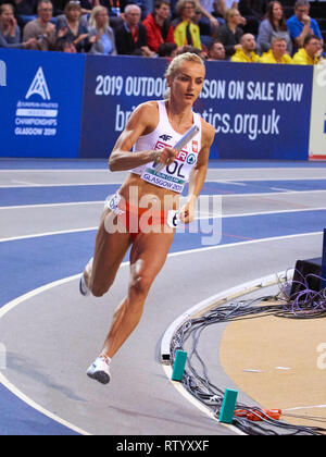 Glasgow, Vereinigtes Königreich: 3. März 2019: Polnische Relais Frauen Team gewinnt Gold in der 4 x 400 m über die Europäische Leichtathletik Indoor Championships 2019. Credit: Pawel Pietraszewski/Alamy Nachrichten Stockfoto