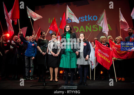 Danzig, Polen. 3 Mär, 2019. Aleksandra Dulkiewicz gewann Kommunalwahlen für das Amt des Präsidenten von Danzig. Dulkiewicz schlagen die Gegner Grzegorz Braun und Marek Skiba. Menschen in Danzig gestimmt, für die Nachfolger der tragischerweise im Januar Pawel Ottar ermordet. Im Bild ALEKSANDRA DULKIEWICZ Credit: Mateusz Slodkowski/ZUMA Draht/Alamy leben Nachrichten Stockfoto