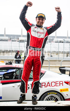 Austin, Texas, USA. 03 Mär, 2019. Jeff Ricca #78 mit team GenRacer nimmt die Win TC Klasse 2. Rennen in der Hyundai Genesis Coupé an der Blancpain GT World Challenge, Stromkreis des Americas in Austin, Texas. Mario Cantu/CSM/Alamy leben Nachrichten Stockfoto