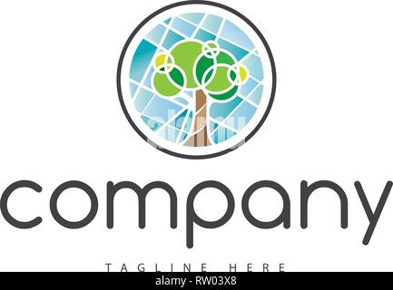 Baum Natur Kreis vertikale Vektor Logo Design Stock Vektor
