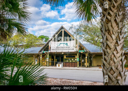 MELBOURNE FLORIDA, 23.Februar 2019: Brevard Zoo ist eine 75 Hektar große Anlage in Melbourne, Florida. Der Zoo ist die Heimat von mehr als 900 Tieren. Stockfoto