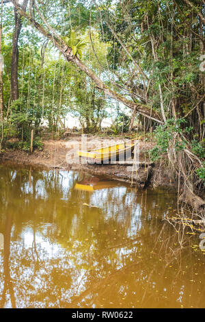 BORNEO / Sarawak/Malaysia/JUNI 2014: verlassene Boot im mangroove Stockfoto