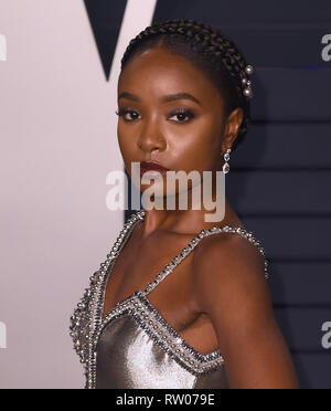 BEVERLY HILLS, Kalifornien - 24. Februar: Kiki Layne besucht 2019 Vanity Fair Oscar Party im Wallis Annenberg Center für Darstellende Künste am Februar Stockfoto