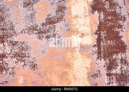 Alte Distressed Brown Terracotta Kupfer Rusty Hintergrund mit groben Textur bunte Einschlüsse. Gebeizt Gradient Grob körnige Oberfläche. Hintergrundbild Stockfoto