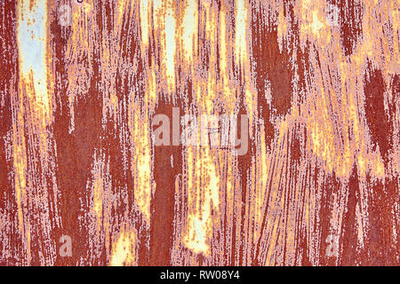 Alte Distressed Brown Terracotta Kupfer Rusty Hintergrund mit groben Textur bunte Einschlüsse. Gebeizt Gradient Grob körnige Oberfläche. Hintergrundbild Stockfoto