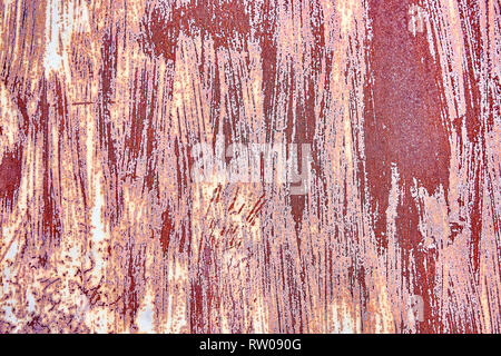 Alte Distressed Brown Terracotta Kupfer Rusty Hintergrund mit groben Textur bunte Einschlüsse. Gebeizt Gradient Grob körnige Oberfläche. Hintergrundbild Stockfoto