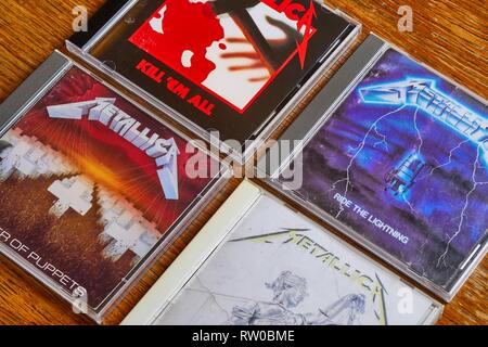 Metallica CD Sammlung von frühen Alben Stockfoto